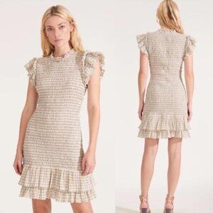 Veronica Beard Cici Smocked Seersucker Minidress